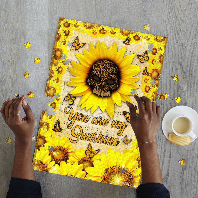 Leopard Skull Sunflower You Are My Sunshine Jigsaw Puzzle