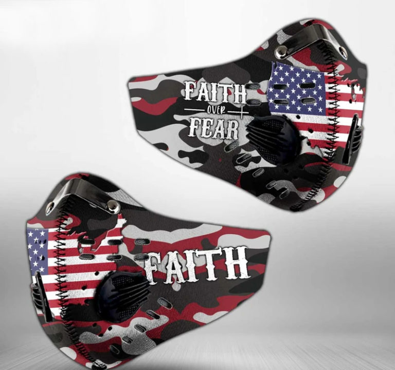 US Flag Faith Over Fear Camo N95 Filter Face Mask