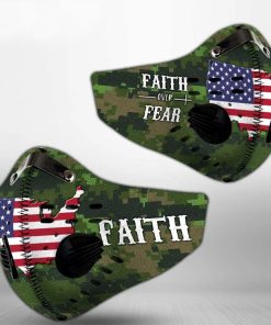 Faith Over Fear Green Camo N95 Filter Face Mask