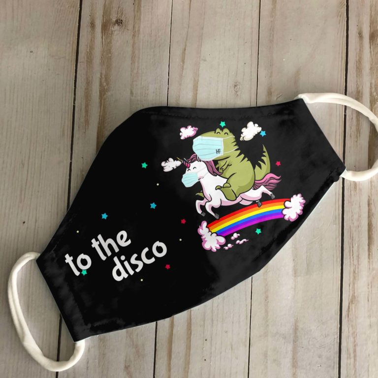 Unicorn Dinosaur To The Disco Face Mask
