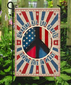 Hippie Imagine All The People Living Life In Peace Flag | Garden Flag Hippie Imagine All The People Living Life In Peace Flag | Garden Flag
