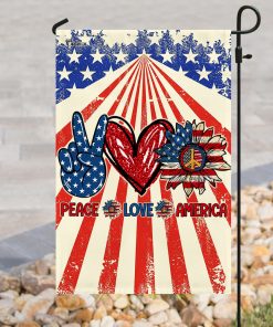 Hippie Sunflower Peace Love America Flag | Garden Flag Hippie Sunflower Peace Love America Flag | Garden Flag