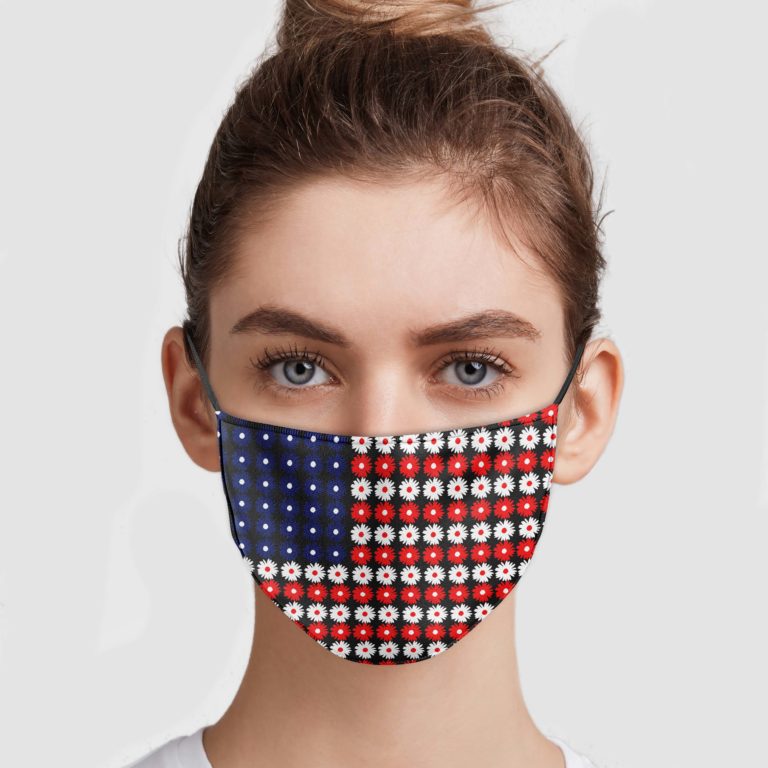 Daisy Flower America Flag Face Mask