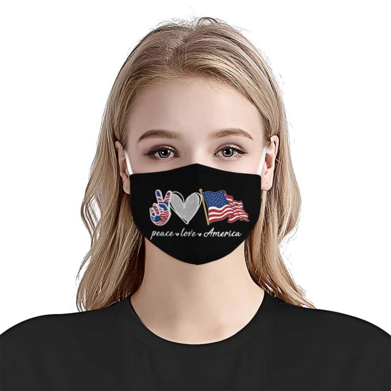 4th of July Peace Love America Face Mask