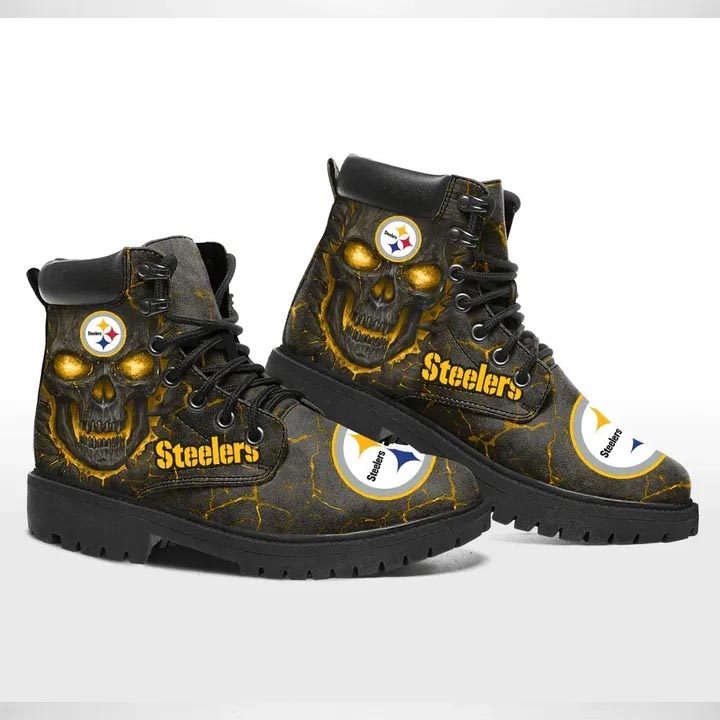 Pittsburgh Steelers Football 3D Skull Timberland Boots - RobinPlaceFabrics