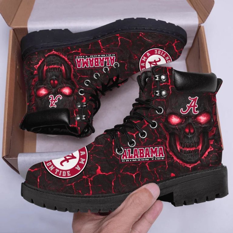 Alabama Crimson Tide Football 3D Skull Timberland Boots