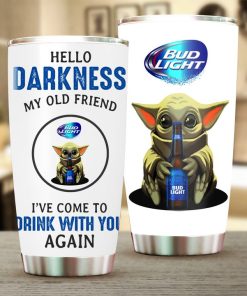 Baby Yoda Hug Bud Light Hello Darkness My Old Friend Tumbler
