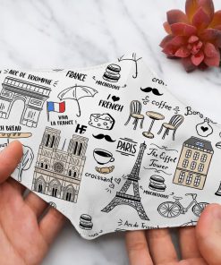 I Love France Doodle Face Mask