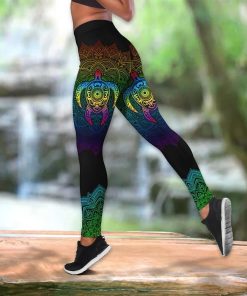 Colorful Sea Turtles Leggings and Hollow out Tank Top Colorful Sea Turtles Leggings and Hollow out Tank Top