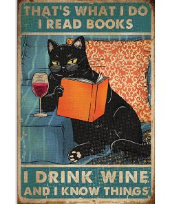 Black Cat I Read Books I Drink Wine and I Know Things Poster & Canvas Black Cat I Read Books I Drink Wine and I Know Things Poster & Canvas