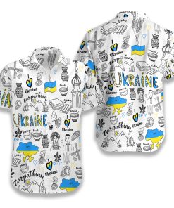 I Love Ukraine Doodle Hawaiian Shirt – Button-up T Shirt I Love Ukraine Doodle Hawaiian Shirt – Button-up T Shirt