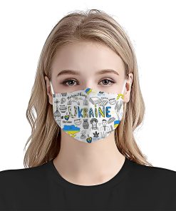 I Love Ukraine Doodle Face Mask I Love Ukraine Doodle Face Mask