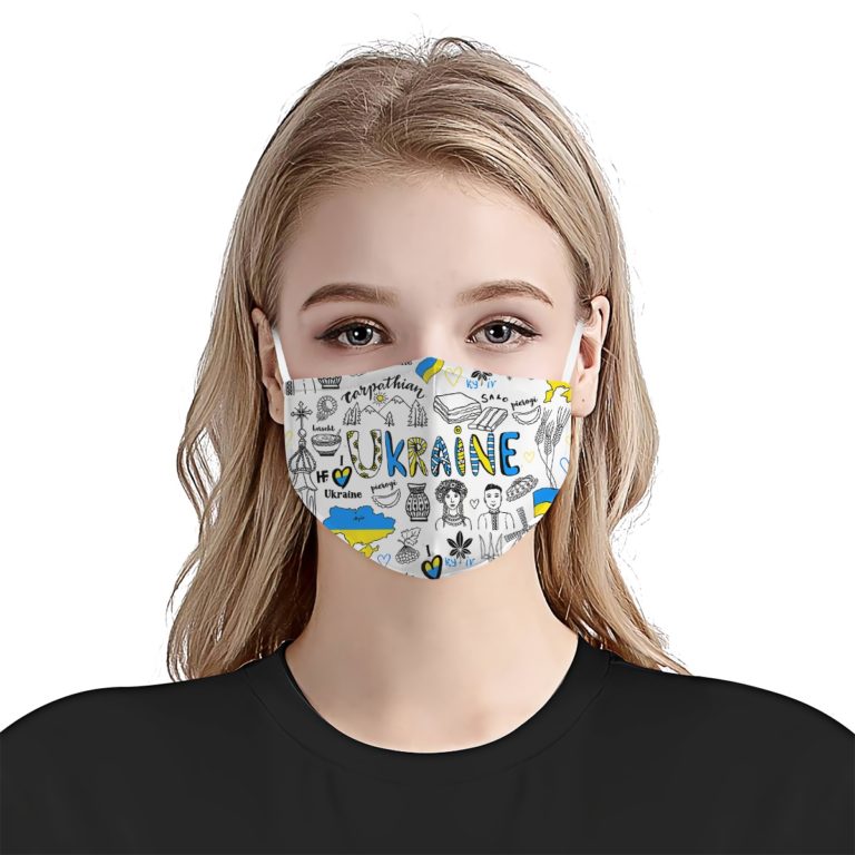 I Love Ukraine Doodle Face Mask