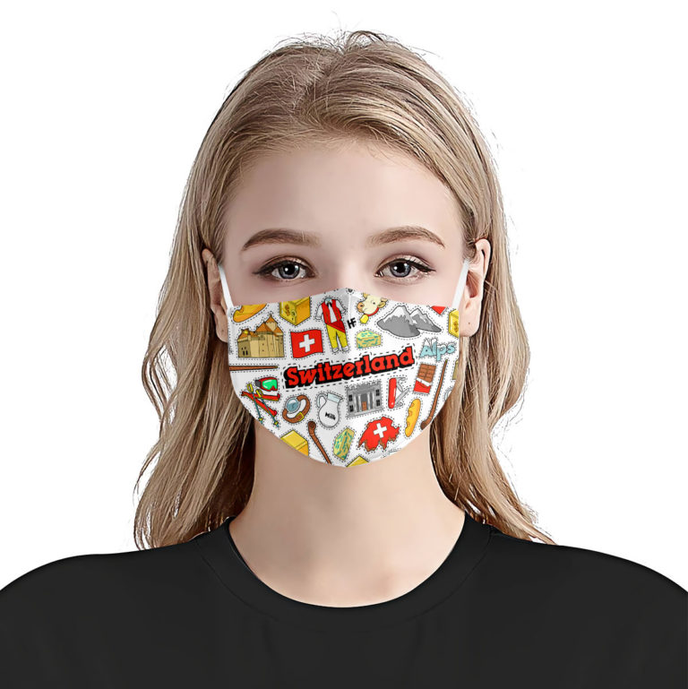 I Love Switzerland Doodle Face Mask
