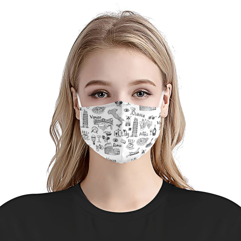 I Love Italy Doodle Face Mask