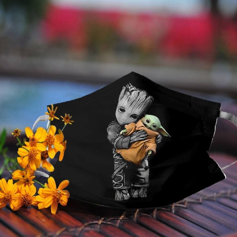 Baby Groot Hug Baby Yoda Face Mask