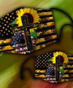 Sunflower Jesus Hope Love Faith Face Mask