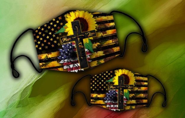 Sunflower Jesus Hope Love Faith Face Mask