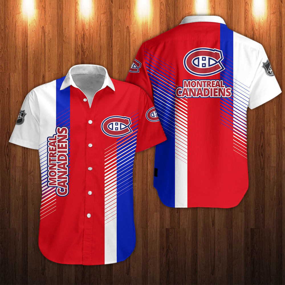 Montreal Canadiens Hockey Button Up T-Shirt - RobinPlaceFabrics