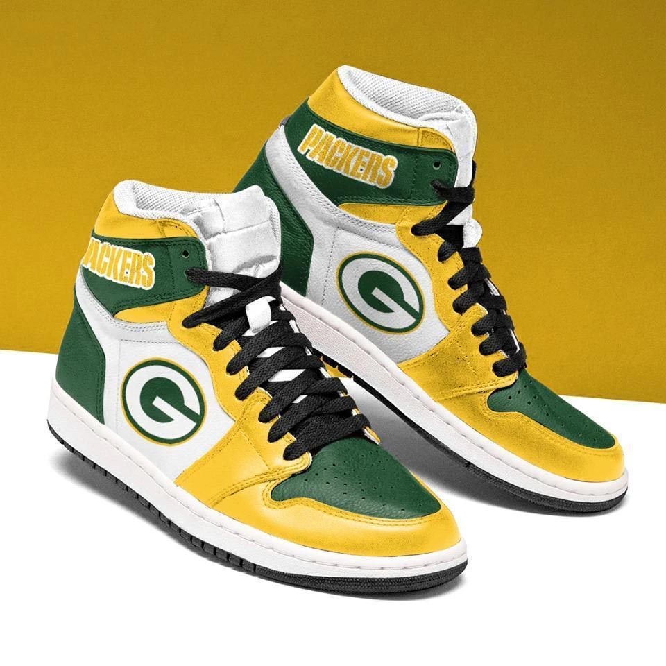 Green Bay Packers Football Team Jordan 13 Shoes - JD 13 Sneaker ...