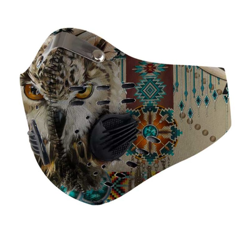 Owl Native American N95 Filter Face Mask + Filter Sheet
