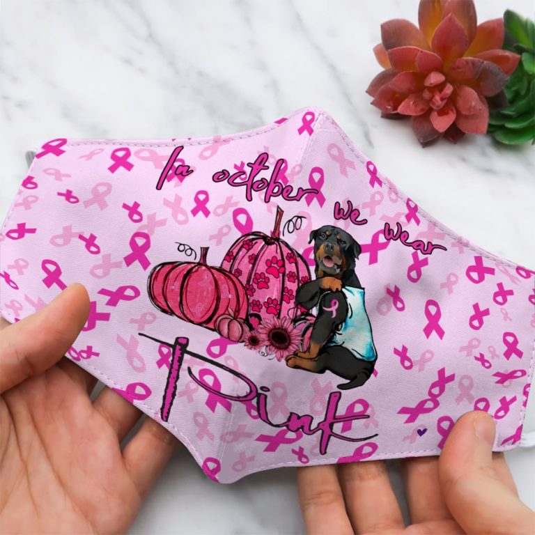 Breast Cancer – Rottweiler In October Wear Pink Face Mask + Filter
