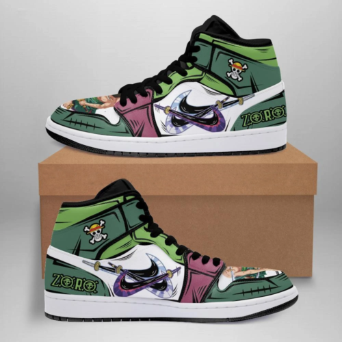 One Piece Roronoa Zoro Jordan 1 High Sneaker - RobinPlaceFabrics