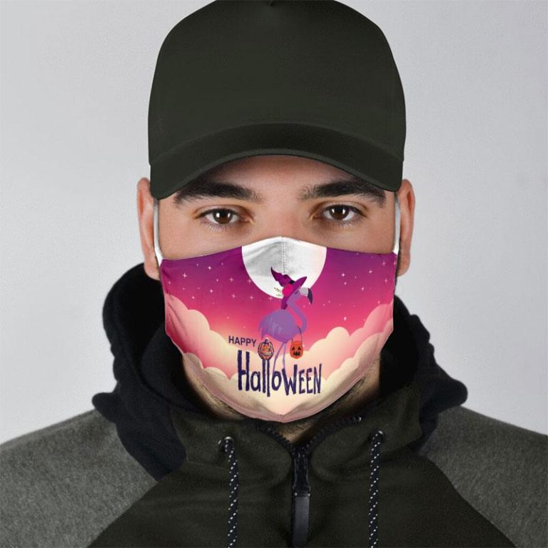 Halloween Flamingo Pumpkin PM2.5 Filter Face Mask