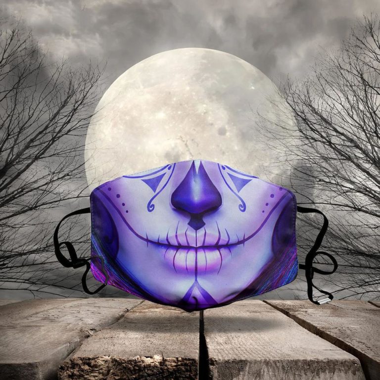 Halloween Day Of The Dead Sugar Skull Lady Face Mask + Filter