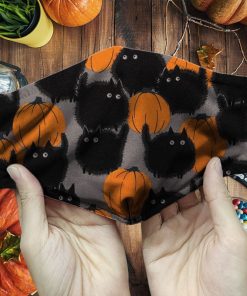 Halloween Black Cat Pumpkin PM2.5 Filter Face Mask