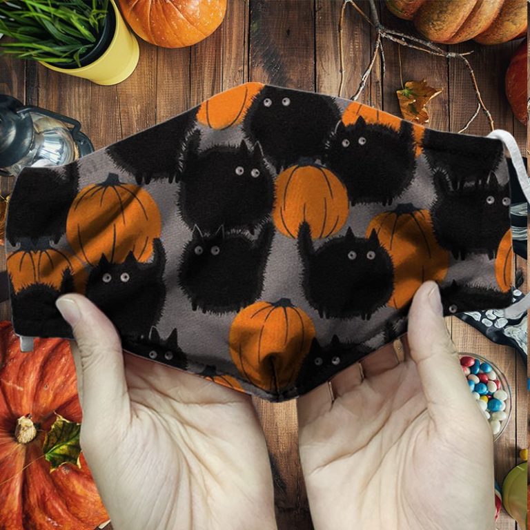 Halloween Black Cat Pumpkin PM2.5 Filter Face Mask