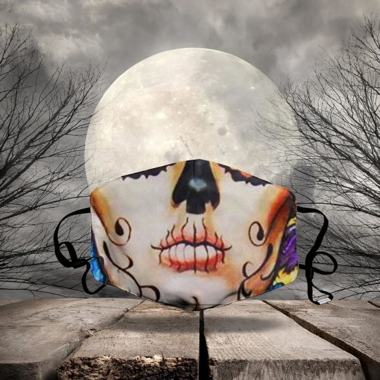 Day Of The Dead Sugar Skull Lady Face Mask + Filter