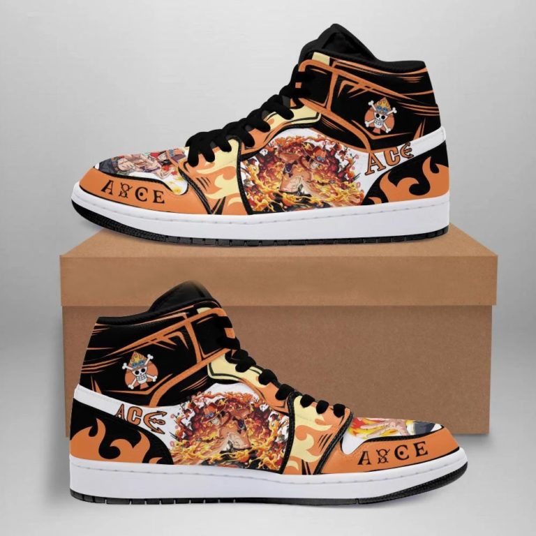 One Piece Portgas D. Ace Air Jordan 1 High Sneakers - RobinPlaceFabrics