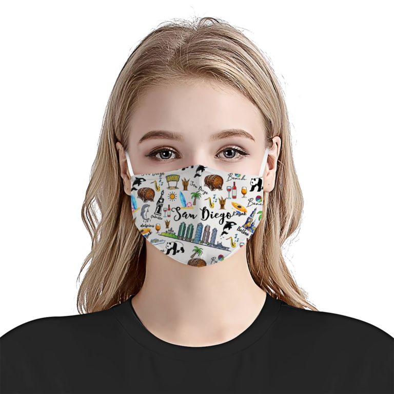 Love San Diego City Doodle Face Mask