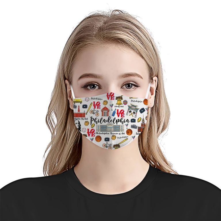 Love Philadelphia City Doodle Face Mask