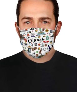 Love Chicago City Doodle Face Mask