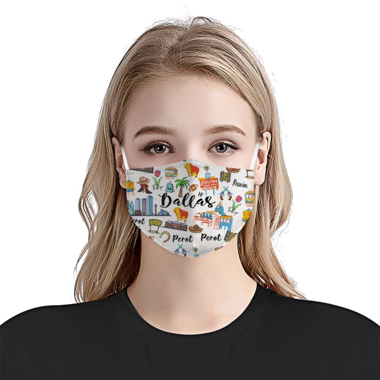 Love Dallas City Doodle Face Mask