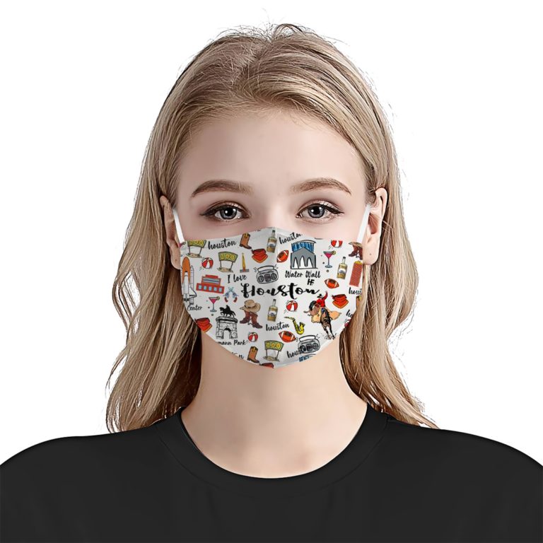Love Houston City Doodle Face Mask