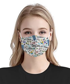 Love Boston City Doodle Face Mask