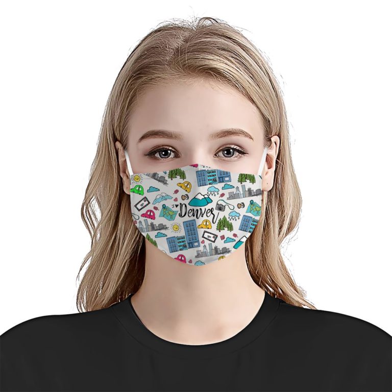 Love Denver City Doodle Face Mask