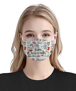 Love Seattle City Doodle Face Mask