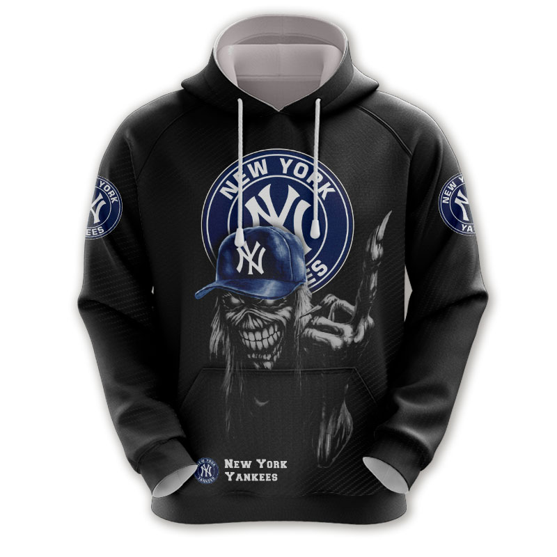 New York Yankees Big Skull All Over Print 3D Hoodie Zipper - T-shirts Low  Price