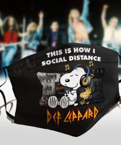 Snoopy Listen To Def Leppard – Social Distance Face Mask