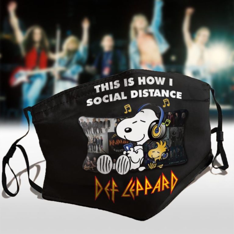 Snoopy Listen To Def Leppard – Social Distance Face Mask