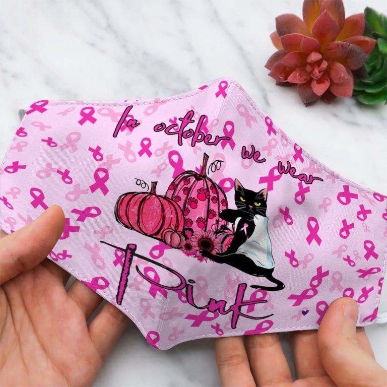 Breast Cancer Awareness – Cat In October Wear Pink Face Mask + Filter
