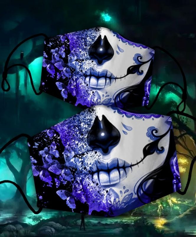 Day Of The Dead Purple Face Mask with PM2.5 Filter