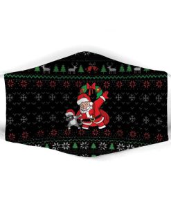 Santa And Cat Dabbing Ugly Christmas Face Mask + PM2.5 Filter