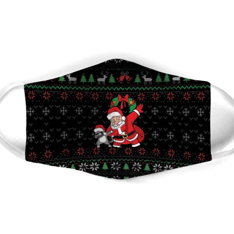 Santa And Cat Dabbing Ugly Christmas Face Mask + PM2.5 Filter