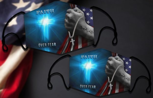 Jesus Faith Over Fear Face Mask with PM2.5 Filter