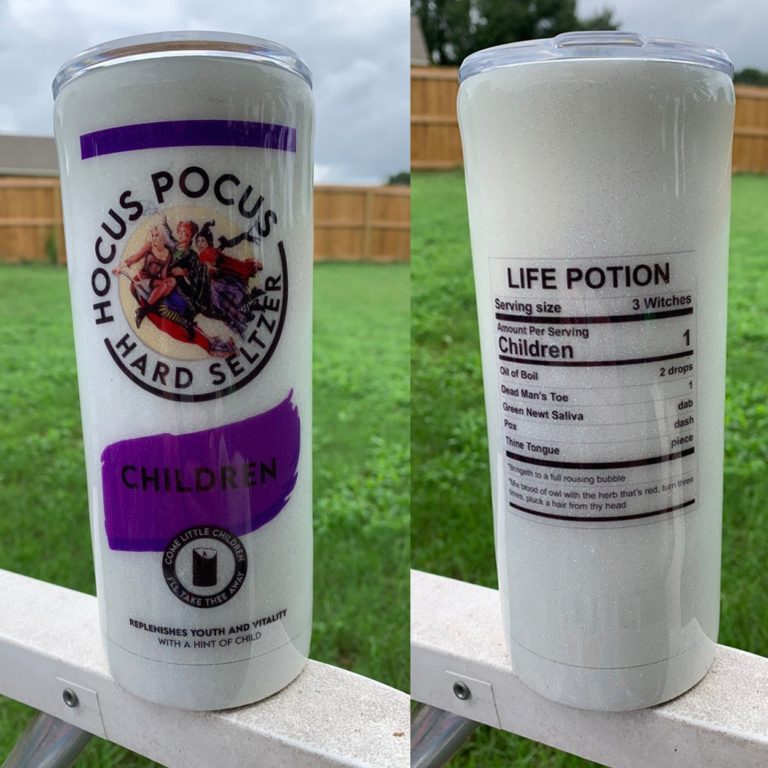 Hocus Pocus Seltzer Children Halloween Glitter Tumbler